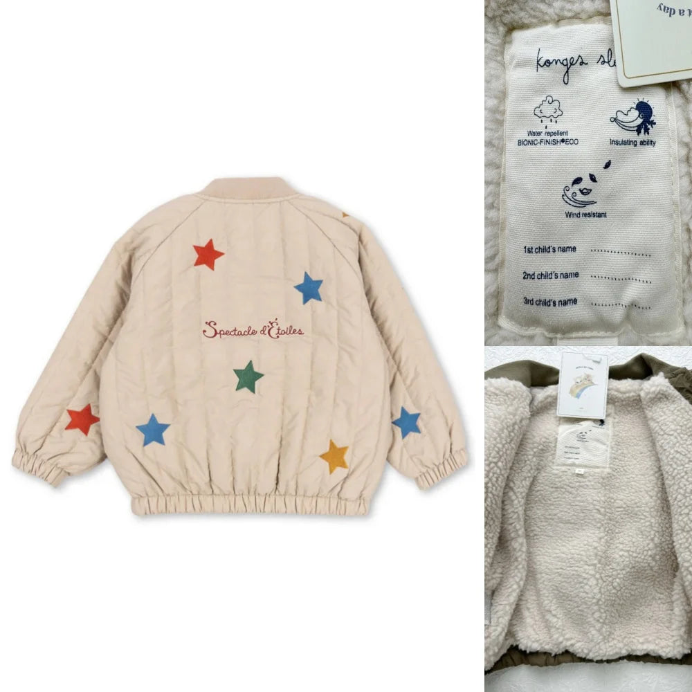 2025 KS Winter Baby Boys Cartoon Lambswool Jackets Kids Cotton Clothes Girls Jackets Outerwear Coats Boys Flight Suit Jackets