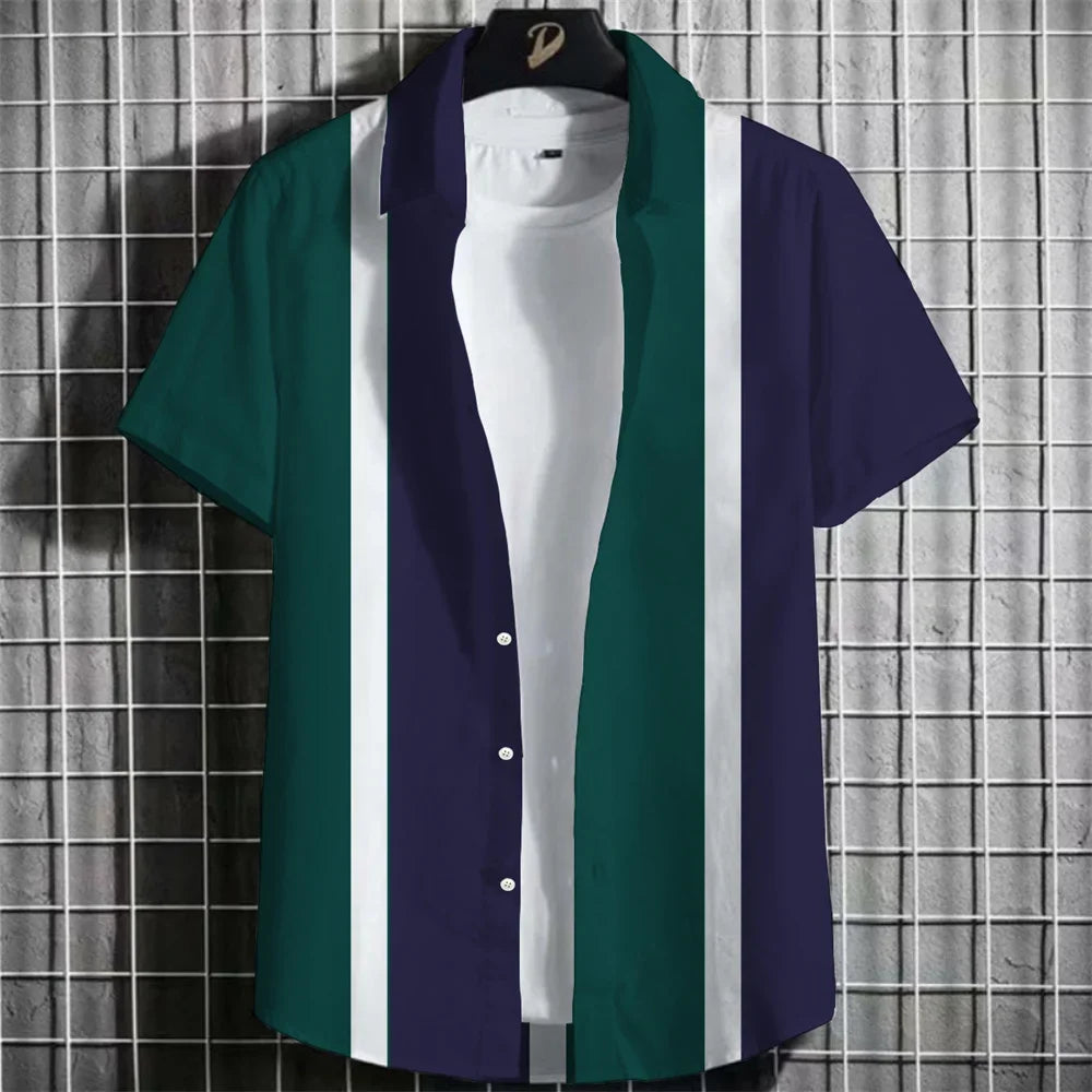 Stripe Men's Shirt Flower 2025 3d Print Shirt Casual Short-sleeved Tops Beach Party Shirts Man Hawaiian Shirt Male Clothes Loose