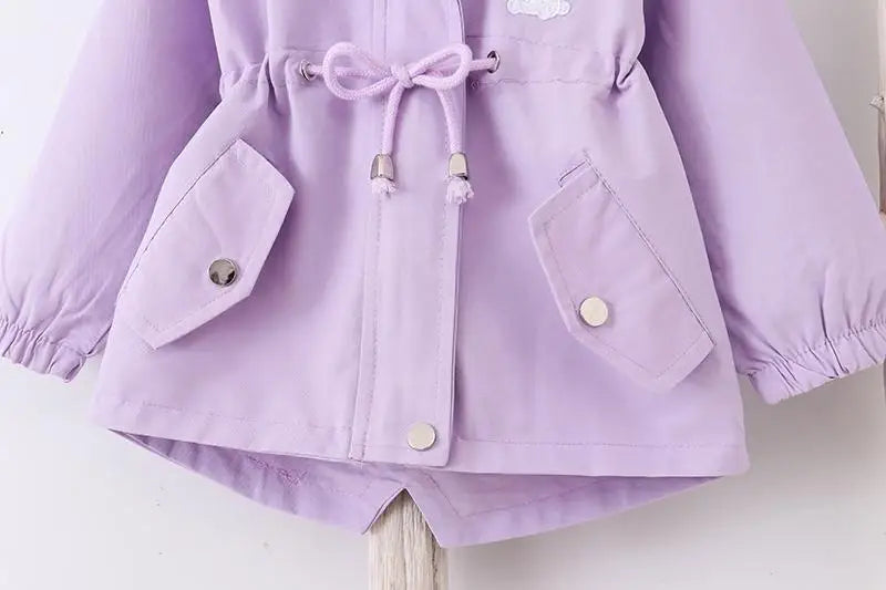 1-7 Years Baby Girls Jacket Spring And Autumn Casual Windbreaker Kids Outerwear Cute Rabbit Hooded Baby Coat Kids Clothes 2023
