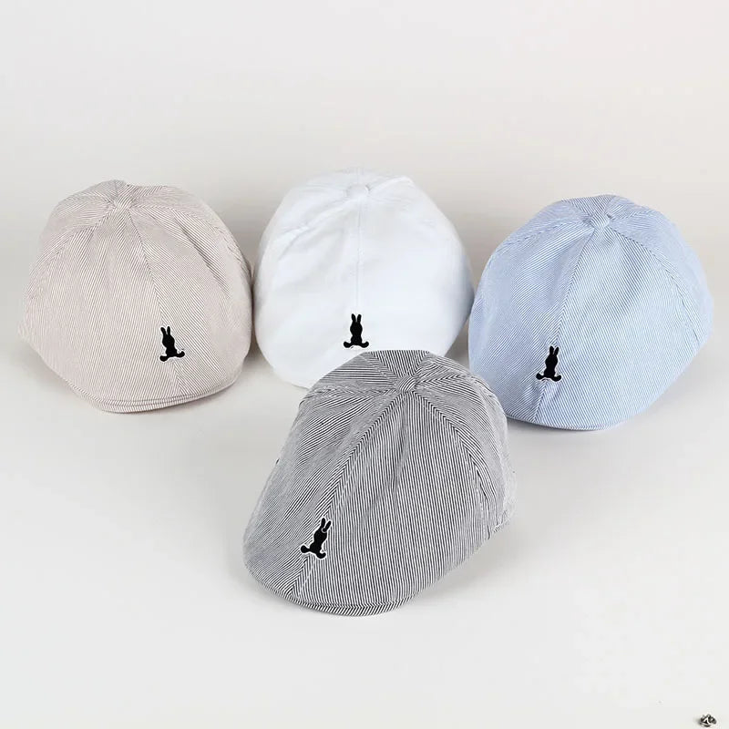 Hot Solid Color Children Berets Stripe Cotton Thin Fashion Simple Kids Hats & Caps Berretto Baby Caps for Boys Girls