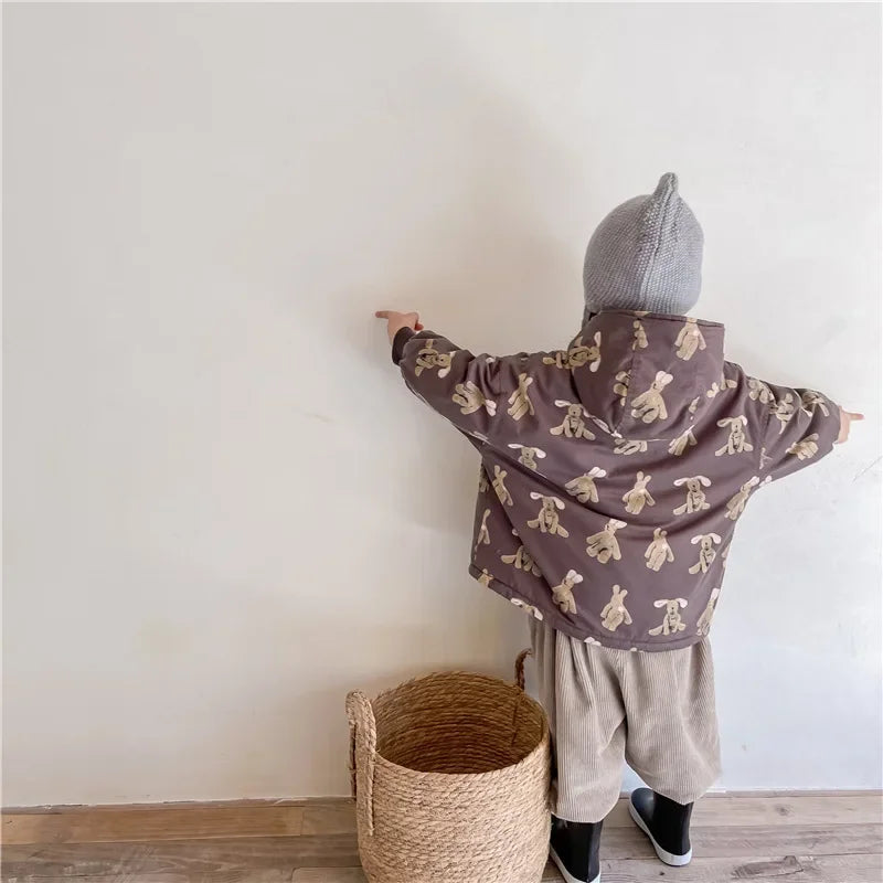 Children From 1 To 7 Years Outerwear Cartoon Kids Thick Padded Coat With Hood Korean Baby Clothing Girl Boy Jacket Warm Winter