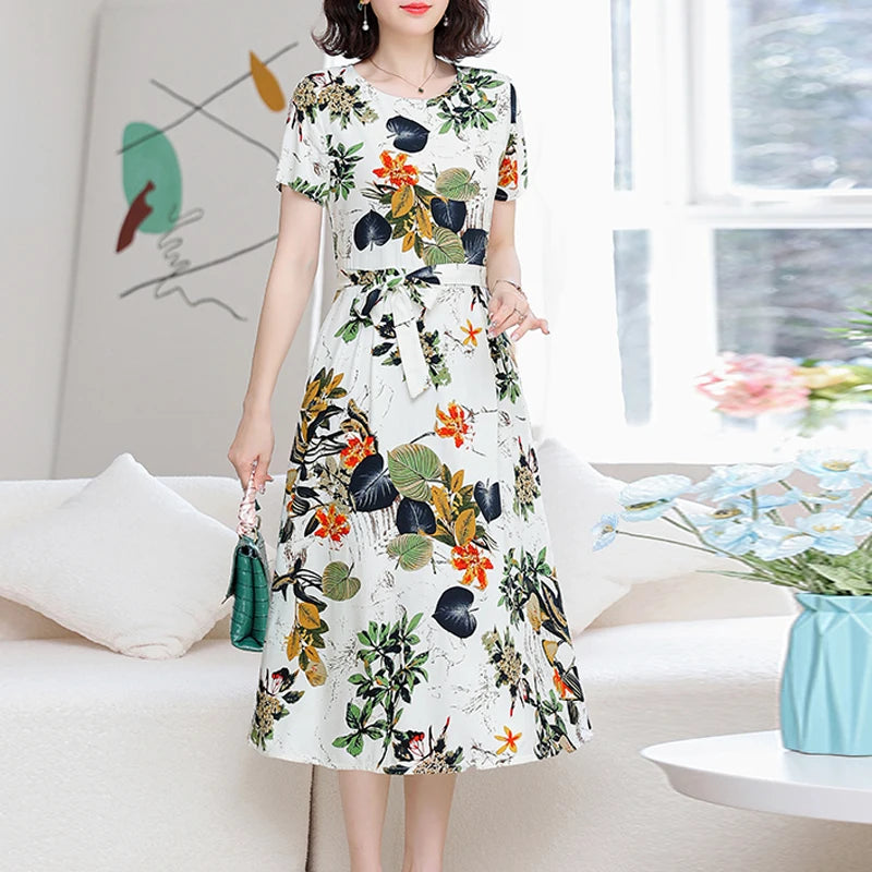 New Fashion Women Summer Dresses Hot Stylish O-Neck Print Floral Bohemian style Casual Loose sleeveless print Long Dress