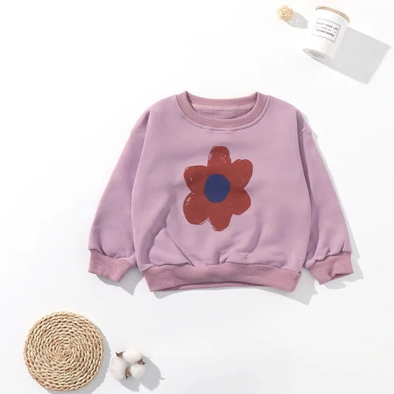 Korean INS 2024 Children's Autumn Winter Long Sleeve O-Neck Sweatshirt Cute Tops for Girls And Boys Baby Sweaters Kids Clothing