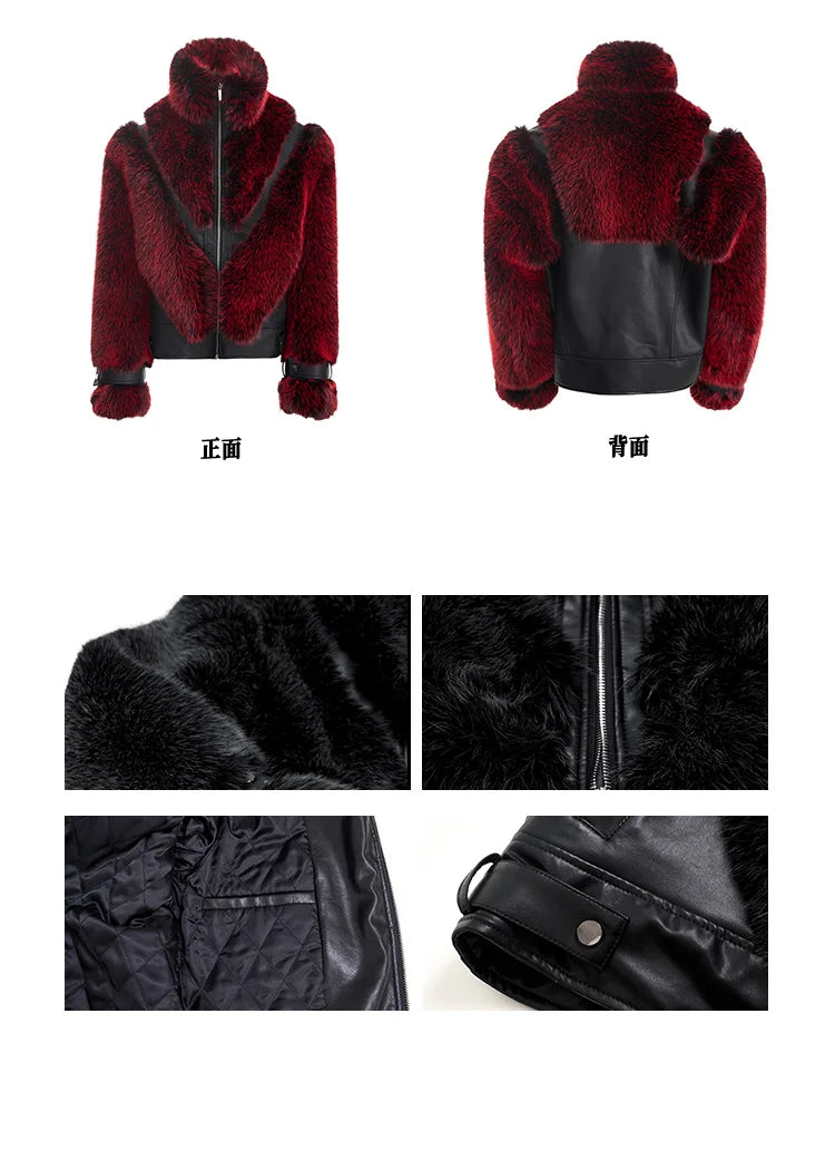 Mauroicardi Autumn Winter Cool Handsome Thick Warm Patchwork Faux Fur Coat Men Luxury Designer Clothes Zip Up Fluffy Jacket 2025