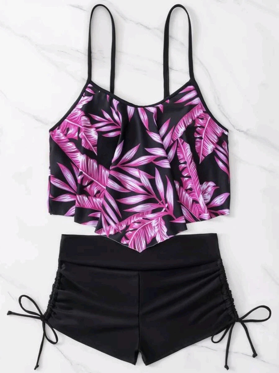 2025 Print Tankini Set 2 Piece Women Swimsuit Sexy High Waist Swimwear Female Bathers Bathing Swimming Suit Summer Beachwear