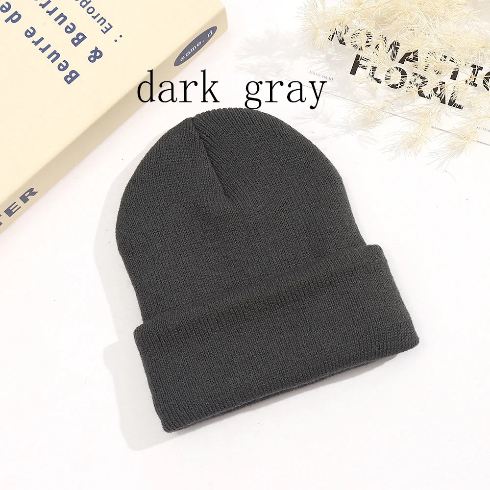 Dad Mother Kids Baby Hats for Girl Boy Newborn Beanie Infant Candy Color Winter Autumn Family Warm Knitted Parent Children Hat