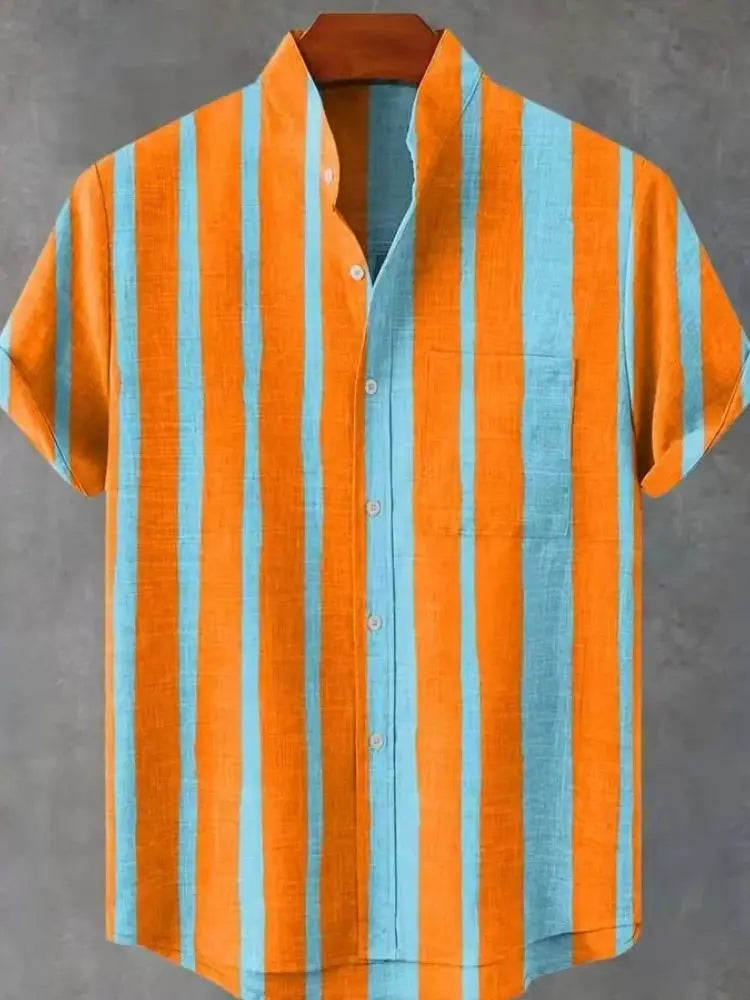 Sycpman Retro Hiphop Print Short Sleeve Shirt Men Fashion Brand Personalized Loose Casual Coat for Summer