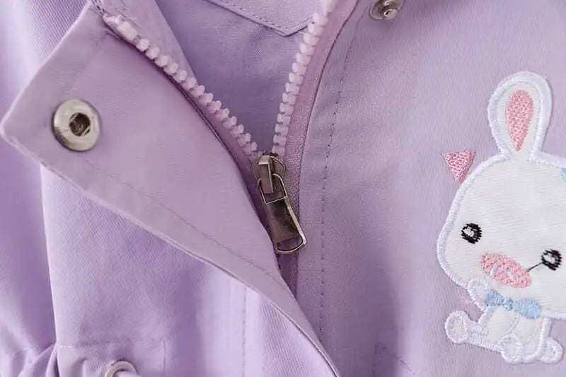 1-7 Years Baby Girls Jacket Spring And Autumn Casual Windbreaker Kids Outerwear Cute Rabbit Hooded Baby Coat Kids Clothes 2023