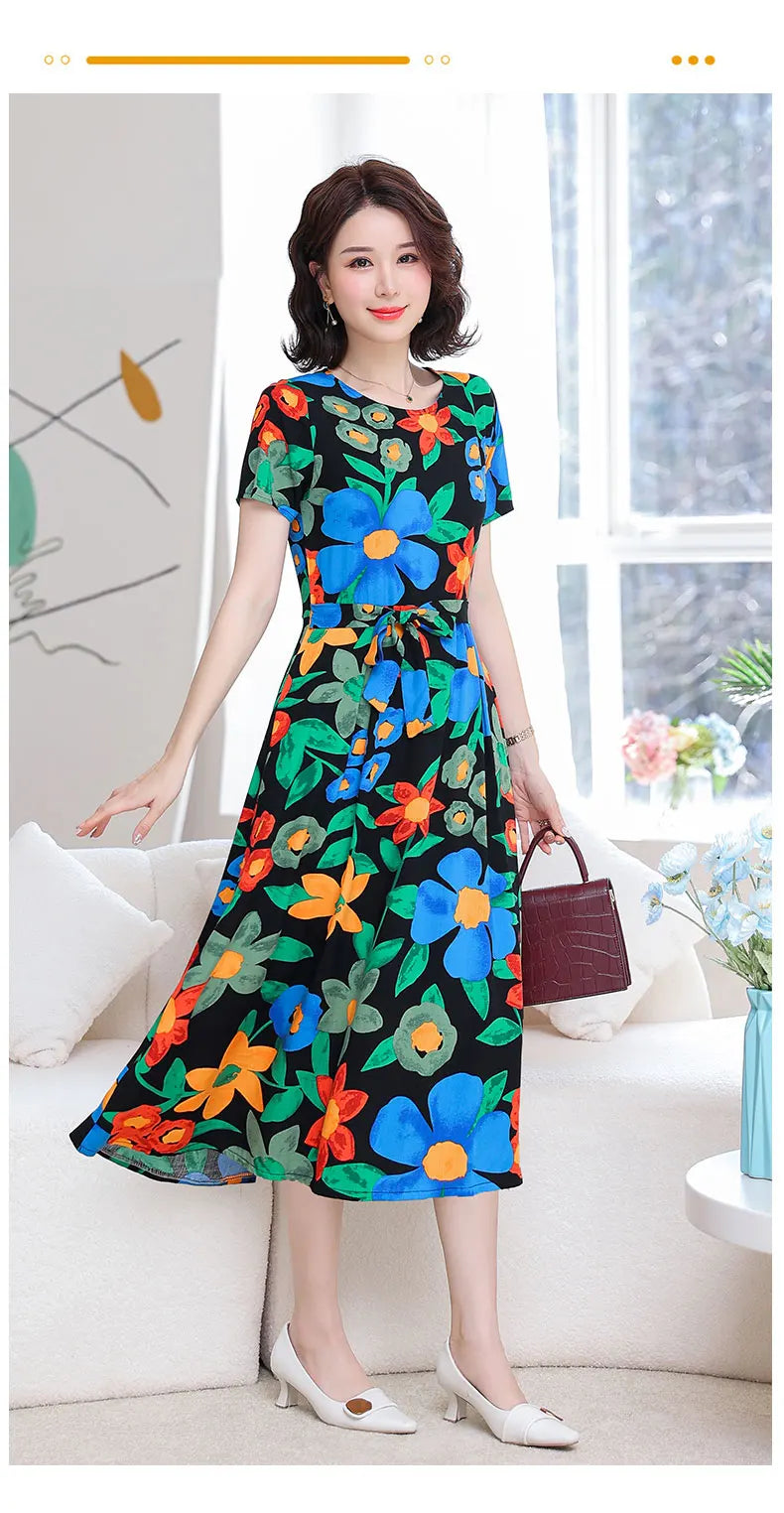 New Fashion Women Summer Dresses Hot Stylish O-Neck Print Floral Bohemian style Casual Loose sleeveless print Long Dress