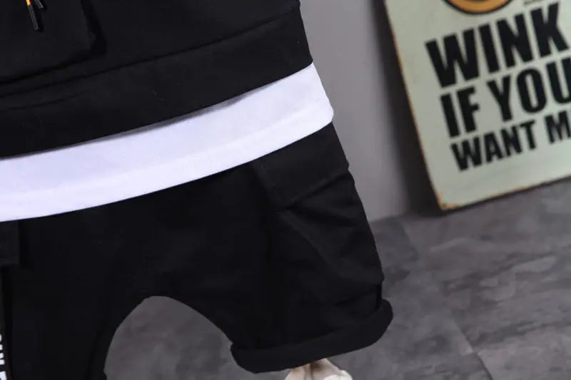 New Children Cotton Clothes Summer Kids Boys Patchwork T Shirts Shorts Pants 2Pcs/sets Infant Kids Toddler Tracksuits 0-5 Years