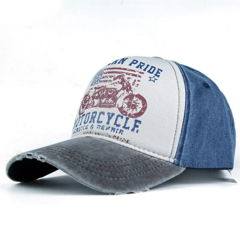 Fashion Trend Printing Motorcycle Truck Caps Washed Cotton Baseball Cap Mens Sun Hat Hip Hop Caps Cool Outdoor Hats