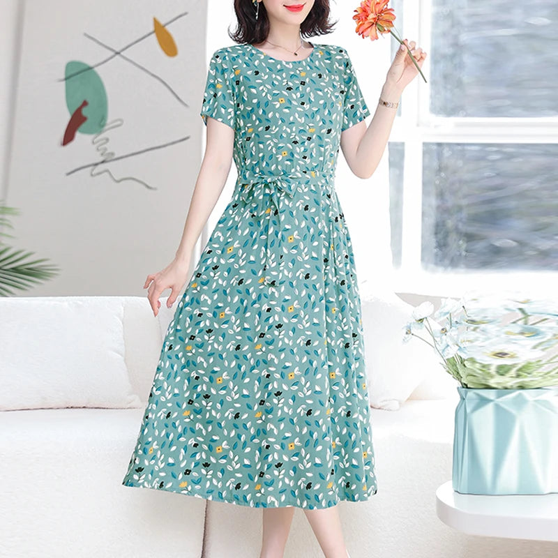 New Fashion Women Summer Dresses Hot Stylish O-Neck Print Floral Bohemian style Casual Loose sleeveless print Long Dress