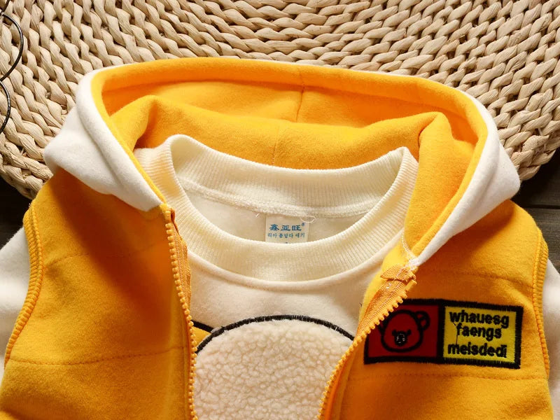 Baby Winter Clothing Suits Christmas Costume 2026 New Plush Warm Children Outerwear Pants 3PCS Fashion Boys Girls Kids Clothes