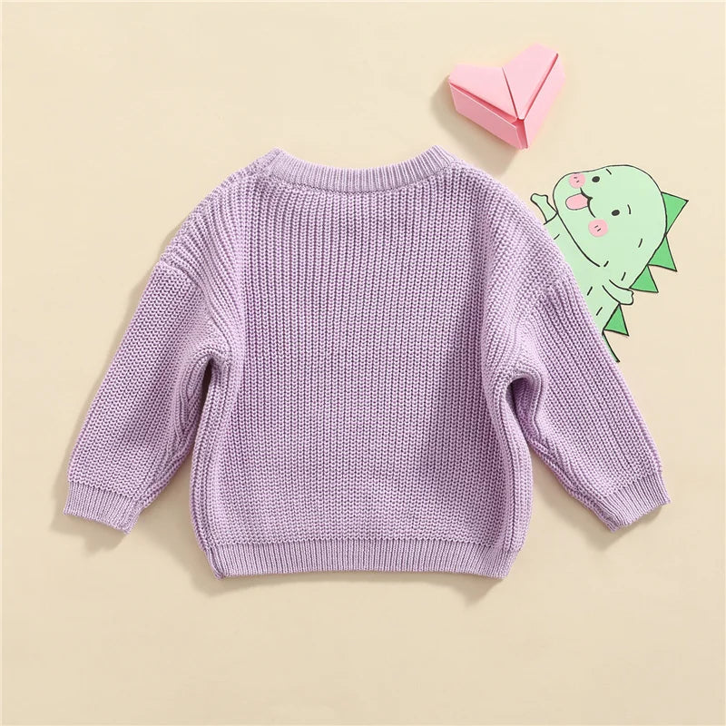 Suefunskry Newborn Baby Girl Boy Knitted Long Sleeve Autumn Winter Sweater Solid Loose Pullover Casual Tops Kids Clothes 3M-5Y