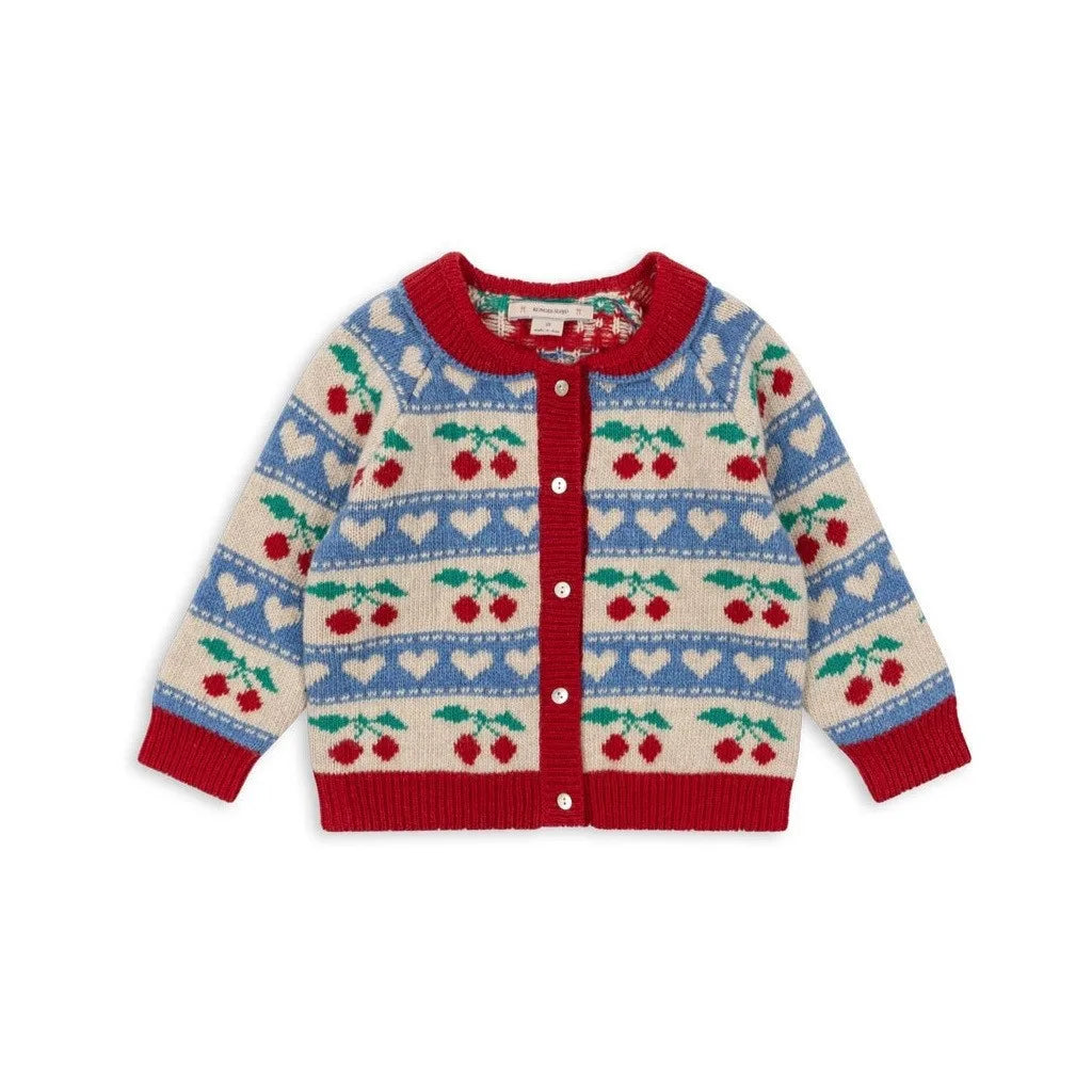 2025 KS New Winter Baby Girls Cherry Knitted Dress Cardigan Sweaters Kids Clothes Girls Knitwear Denim Dress Coats Jeans Suits