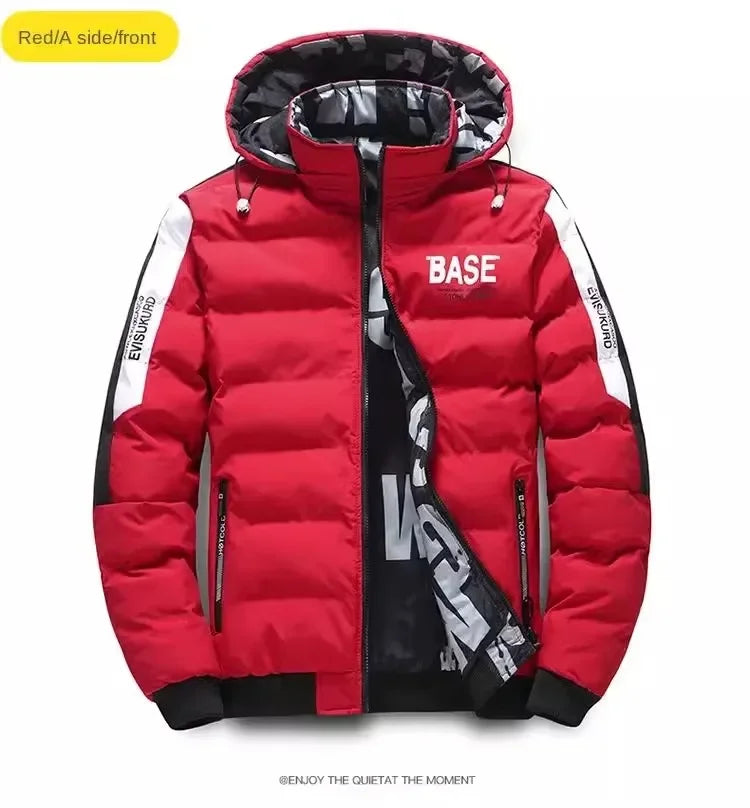 Men Autumn Winter Cotton Jacket Warm Comfortable Padded Thickened Down Jacket 2025 New Double-Sided Clothes Removable Cap M-6XL