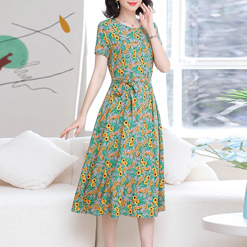 New Fashion Women Summer Dresses Hot Stylish O-Neck Print Floral Bohemian style Casual Loose sleeveless print Long Dress