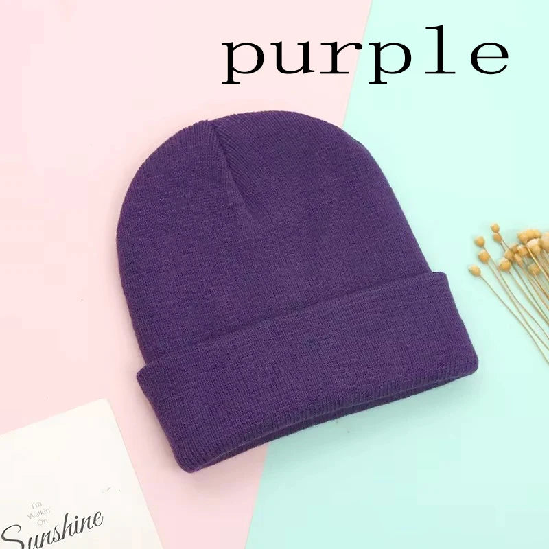 Dad Mother Kids Baby Hats for Girl Boy Newborn Beanie Infant Candy Color Winter Autumn Family Warm Knitted Parent Children Hat