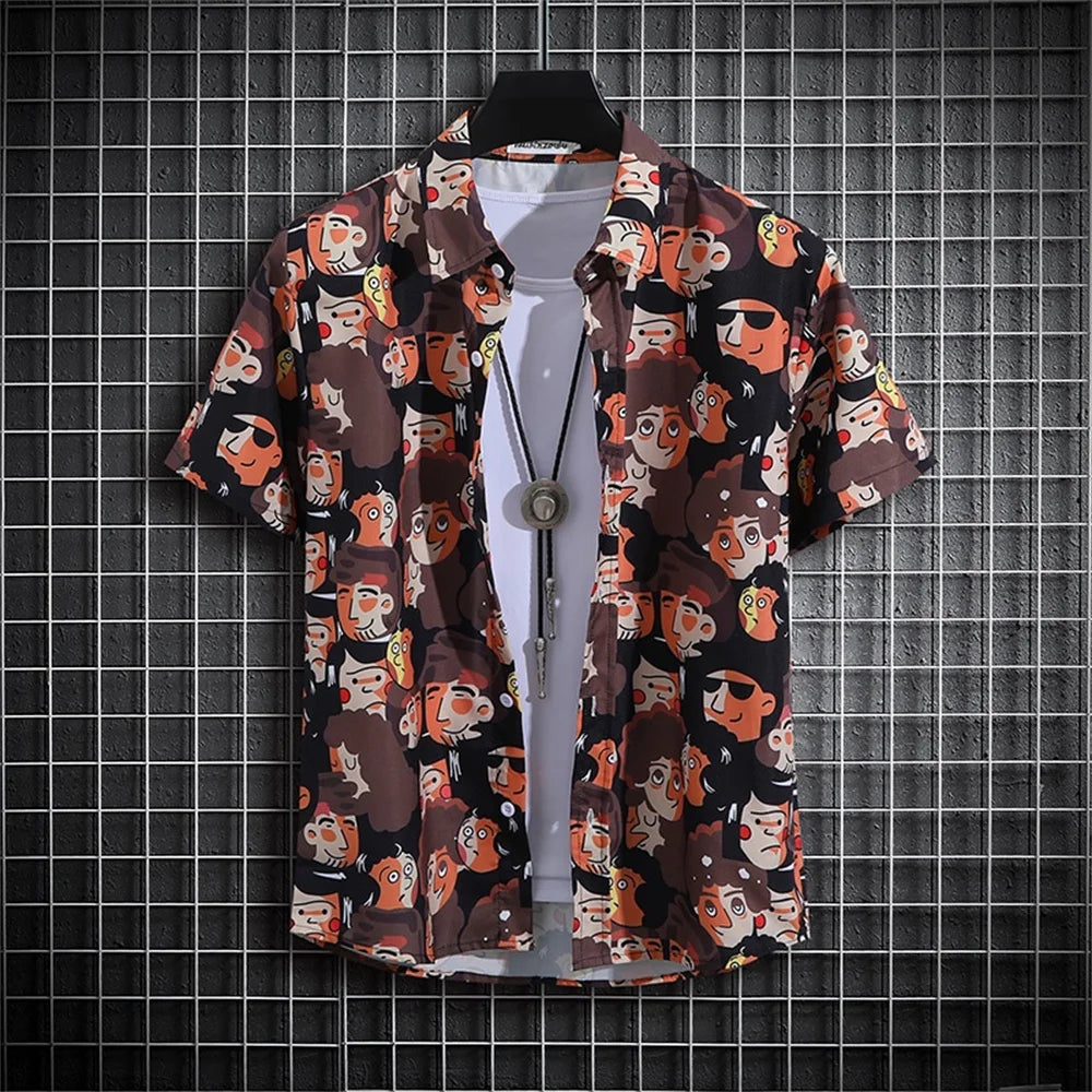 Stripe Men's Shirt Flower 2025 3d Print Shirt Casual Short-sleeved Tops Beach Party Shirts Man Hawaiian Shirt Male Clothes Loose
