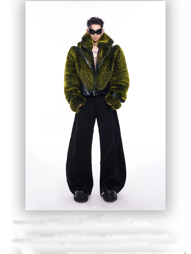 Mauroicardi Autumn Winter Cool Handsome Thick Warm Patchwork Faux Fur Coat Men Luxury Designer Clothes Zip Up Fluffy Jacket 2025