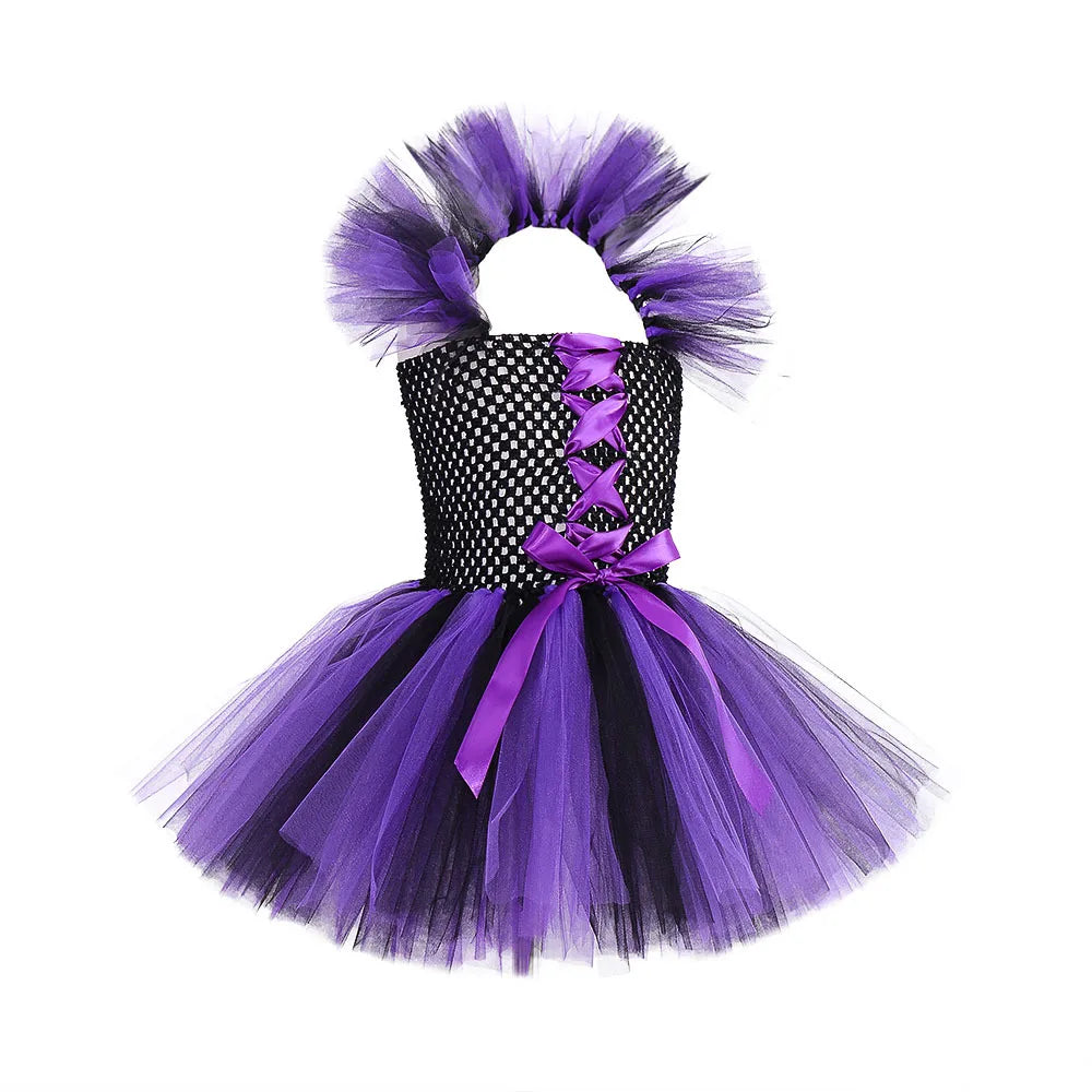 Halloween New Witch Dress Cosplay Costume Dress for Girl Carnival Party Dress Hat Broom Fancy Clothes Suit