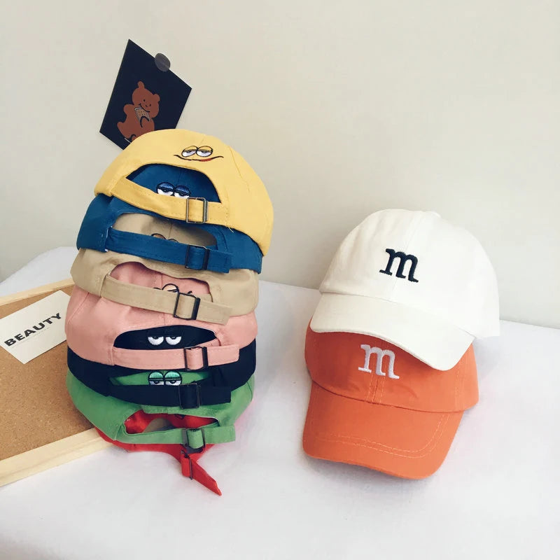 Solid Color Letter Baby Baseball Cap Simple Embroidered Peaked Hat for Toddler Boy Girl Summer Adjustable Kids Sun Hats