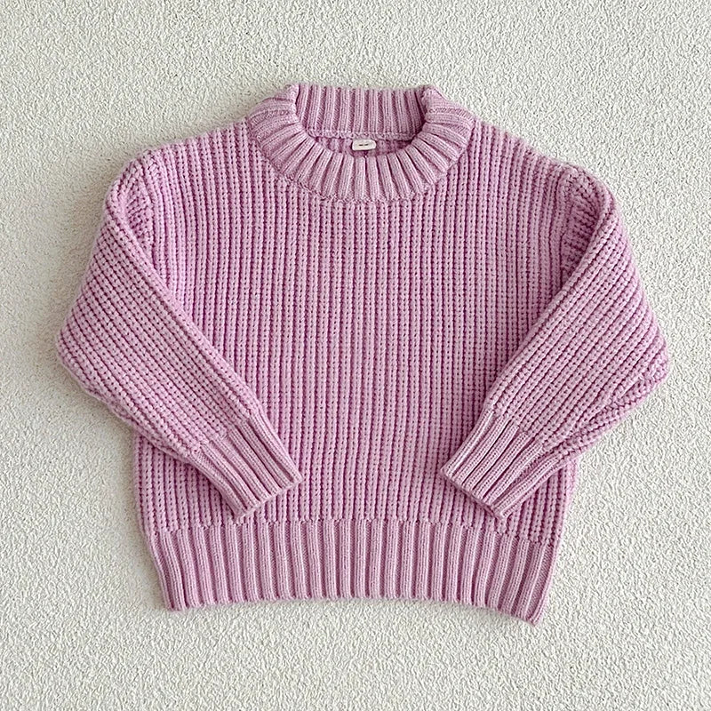 2025 New Spring Baby Girls Sweater Long Sleeved Solid Color Newborn Baby Girls Boys Knitted Pullover Tops 0-6Yrs Kids Sweater