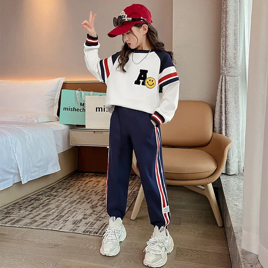 Stylish Children's Spring Suit 2024 New Arrival Sporty Two-piece Set For Girls Autumn Season Clothes Popular Among Kids