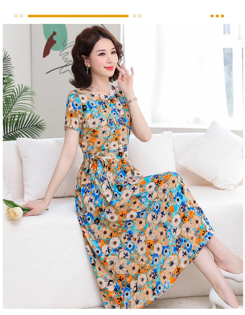 New Fashion Women Summer Dresses Hot Stylish O-Neck Print Floral Bohemian style Casual Loose sleeveless print Long Dress