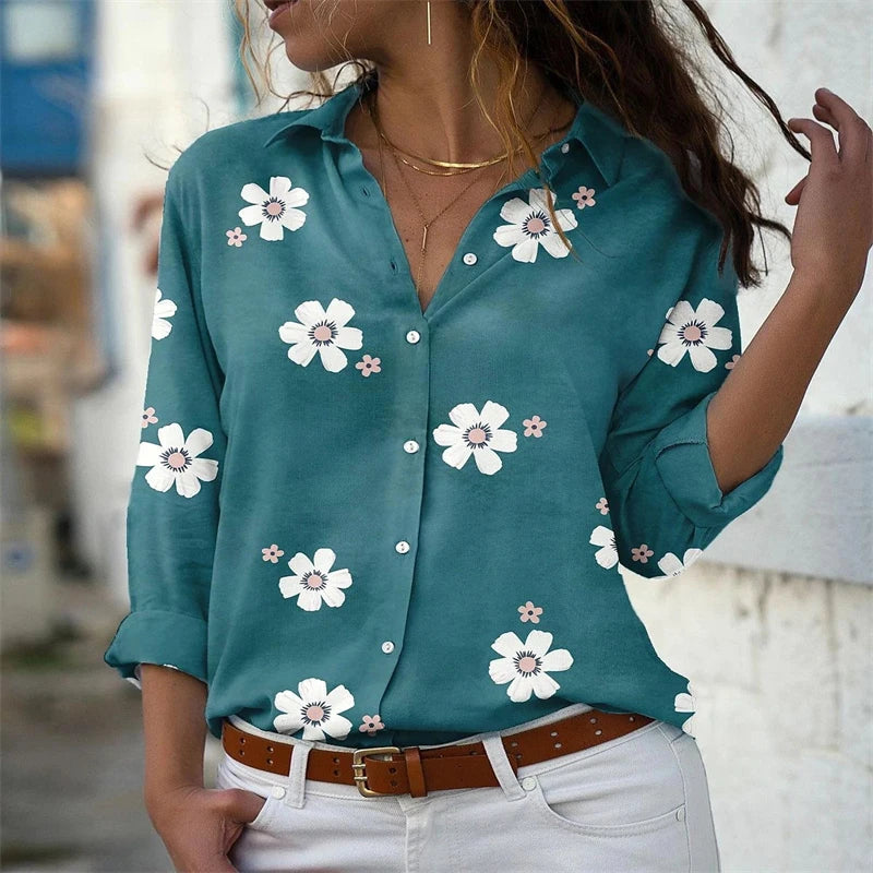 2024  ladies shirt fashion women's Hawaiian shirt long -sleeved outdoor holiday beach clothing super large yard 6xl