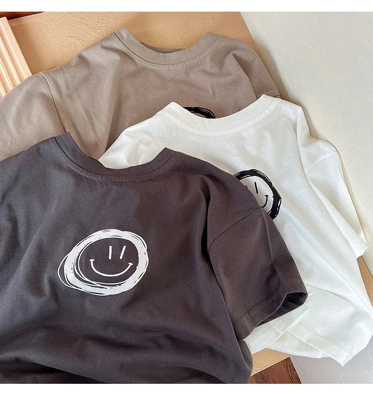 Solid Color Tees Baby Unisex Clothing New Style Simple Fashion Bottoming Shirt Child's Boys Thin Cotton Tshirt Summer Pullovers