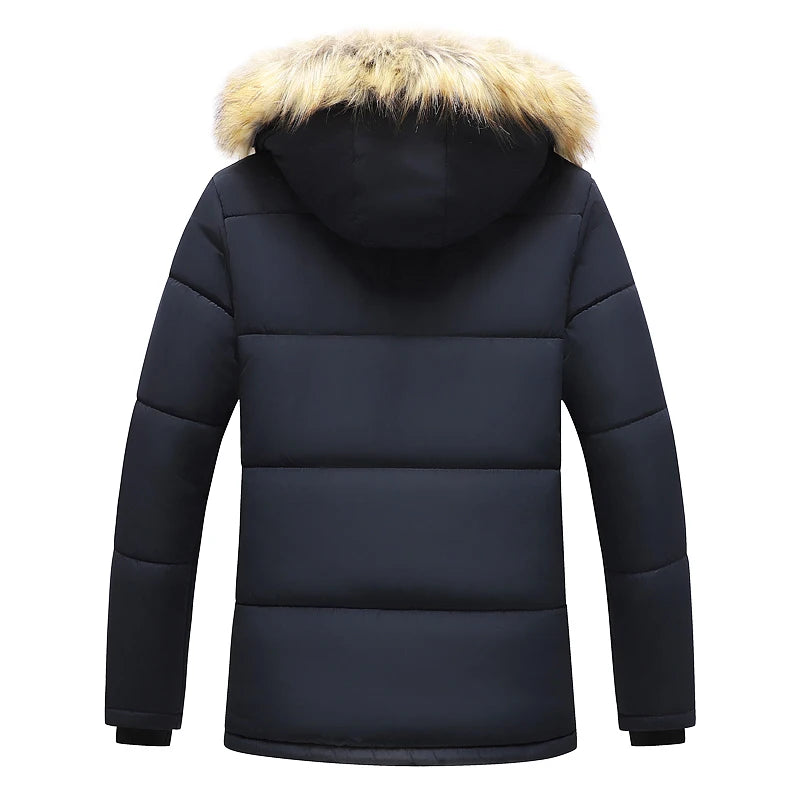 Men 2025 Winter New Windproof Fleece Warm Thick Jacket Parkas Coat Men Fashion Hooded Fur Collar Jacket Classic Casual Parka Men