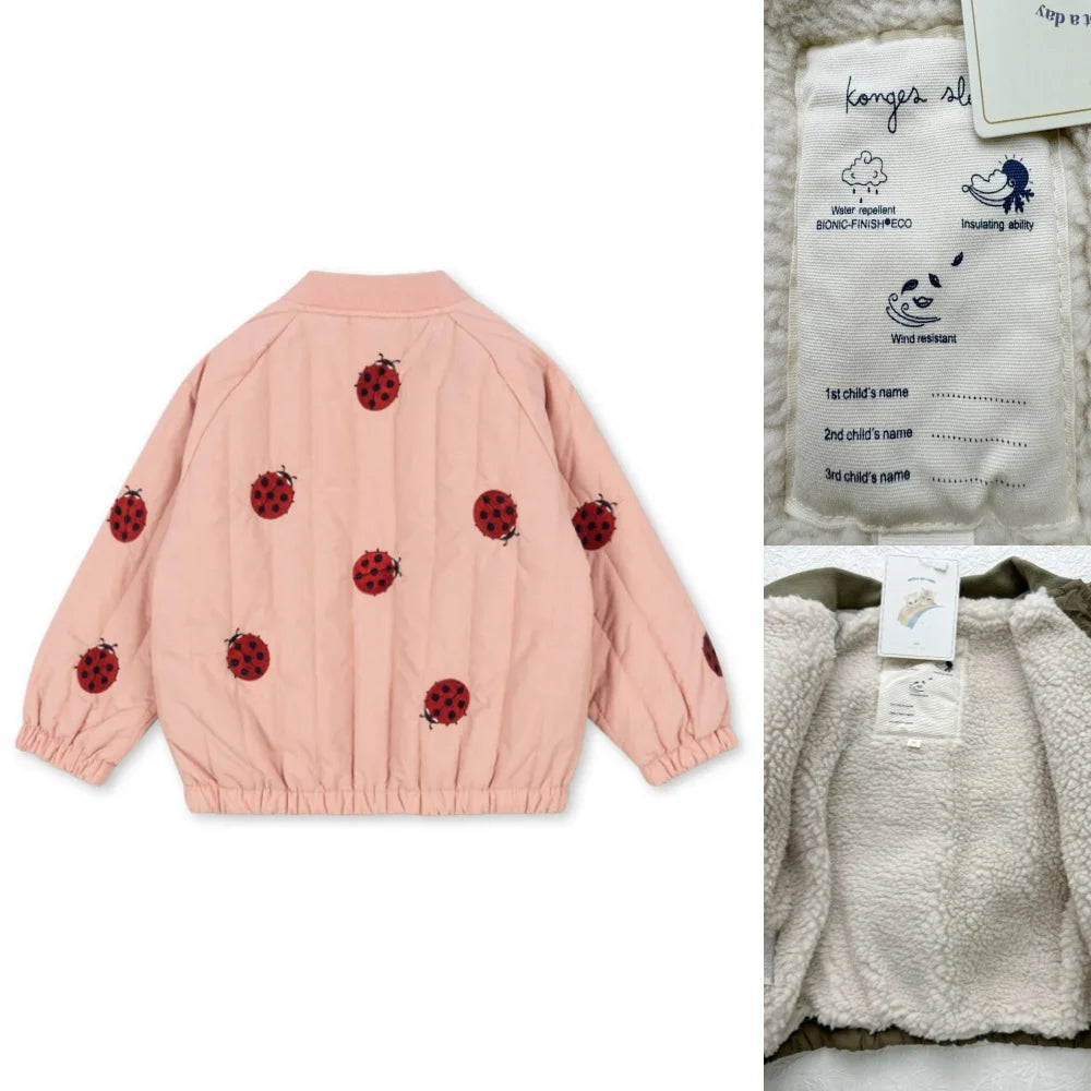 2025 KS Winter Baby Boys Cartoon Lambswool Jackets Kids Cotton Clothes Girls Jackets Outerwear Coats Boys Flight Suit Jackets