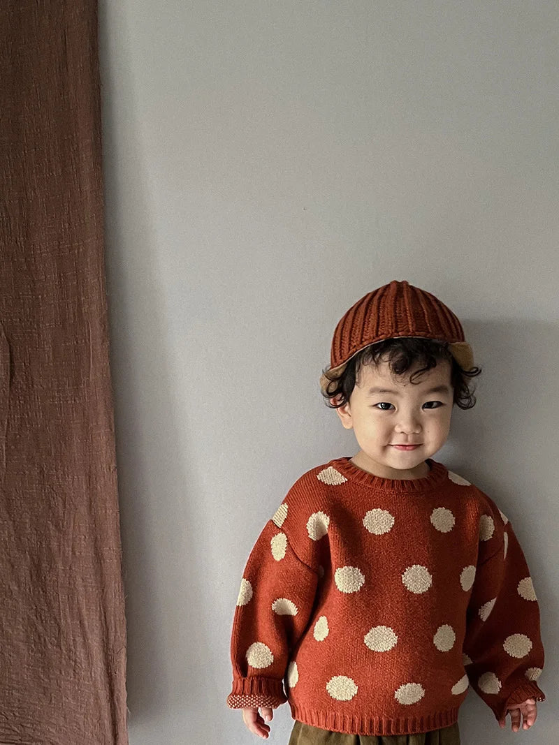 MILANCEL Autumn Winter Vintage Look Kids Boys Sweaters Polka Dot Girls Knitwear Outwear Boys Pullover for 1-6Y