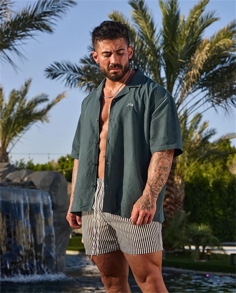 2025 new summer Men's sweatpants casual sports outdoor shorts breathable casual running fitness fashionable three part pants