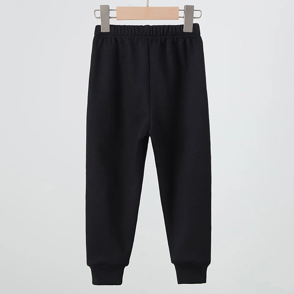 3/1 Piece Winter Children Plus Velvet Fashion Sweatpants Boys Casual Minimalist Pants Girls Joker Warm School Uniform Pants