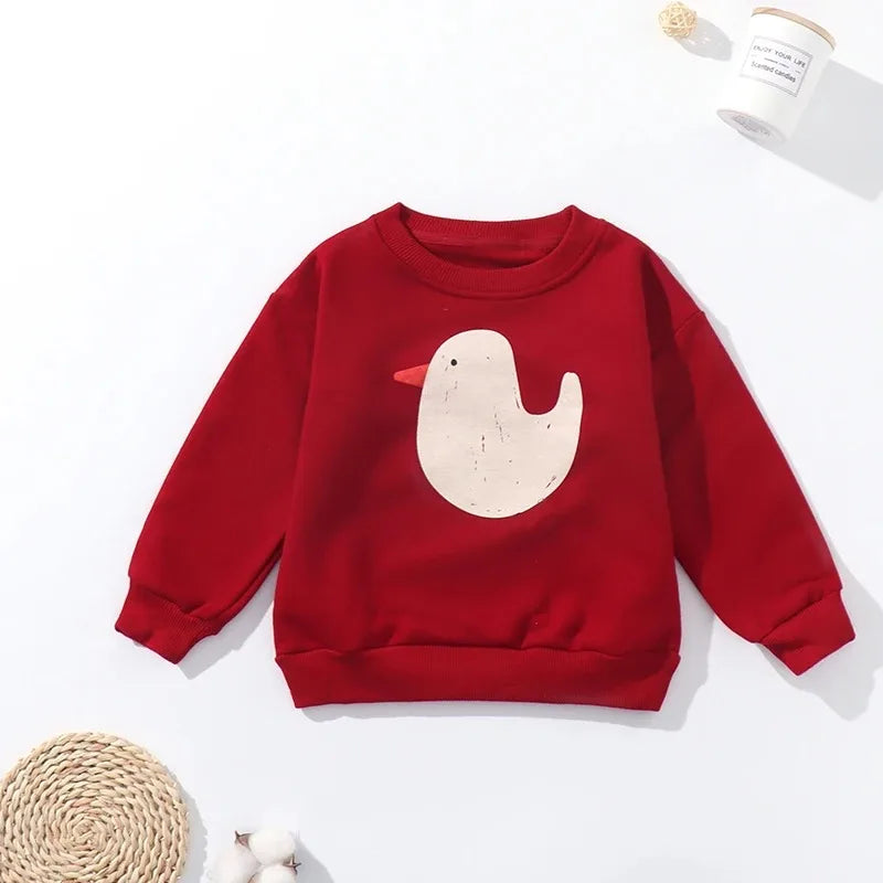 Korean INS 2024 Children's Autumn Winter Long Sleeve O-Neck Sweatshirt Cute Tops for Girls And Boys Baby Sweaters Kids Clothing