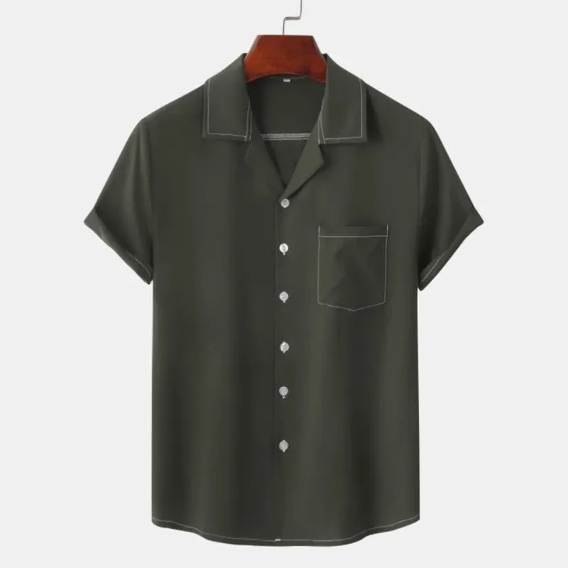 Solid Color Hawaiian Beach men's short-sleeved Tops Comfortable Casual Lapel men's Shirts Summer New men's short-sleeved Shirts