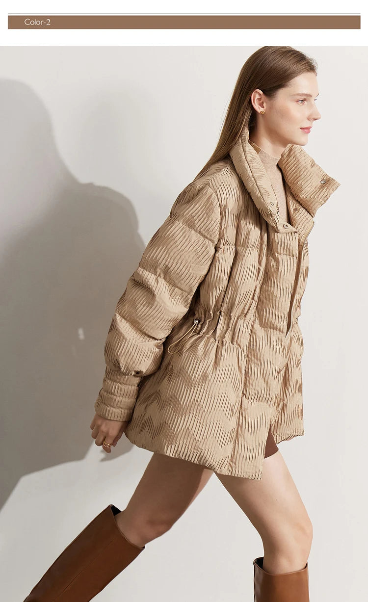 AMII Minimalist Duck Down Puffer Coat Women Winter 2025 Lightweight Stand Collar Lapel Warm Outerwear New Jackets 12344052
