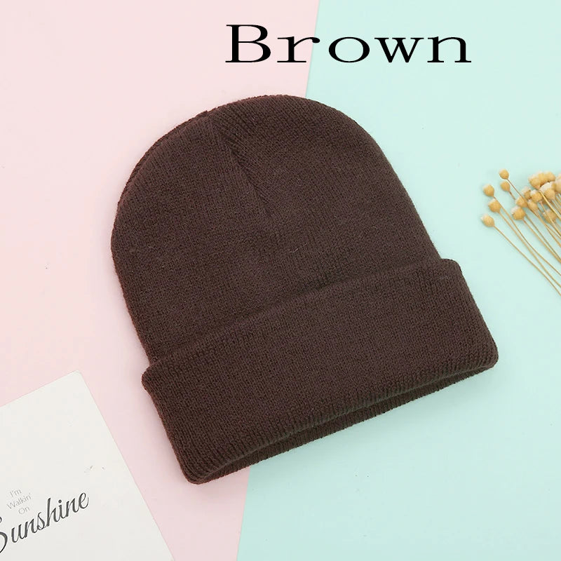 Dad Mother Kids Baby Hats for Girl Boy Newborn Beanie Infant Candy Color Winter Autumn Family Warm Knitted Parent Children Hat