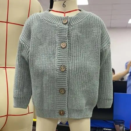 Suefunskry Baby Boys Girls Autumn Winter Knitted Sweater Long Sleeve Solid Color Single-breasted Knitwear Cardigan Jacket