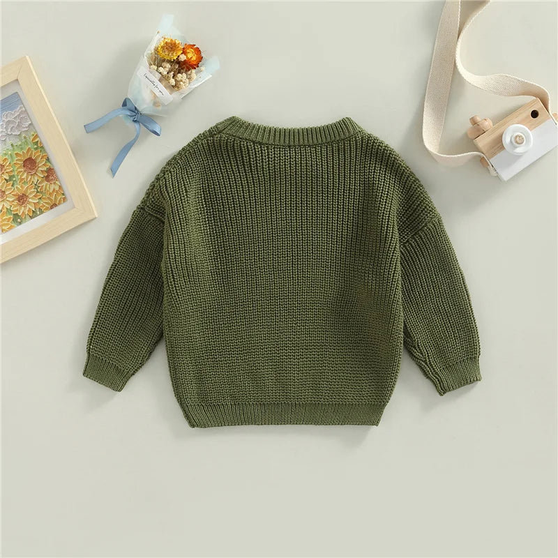 Suefunskry Newborn Baby Girl Boy Knitted Long Sleeve Autumn Winter Sweater Solid Loose Pullover Casual Tops Kids Clothes 3M-5Y
