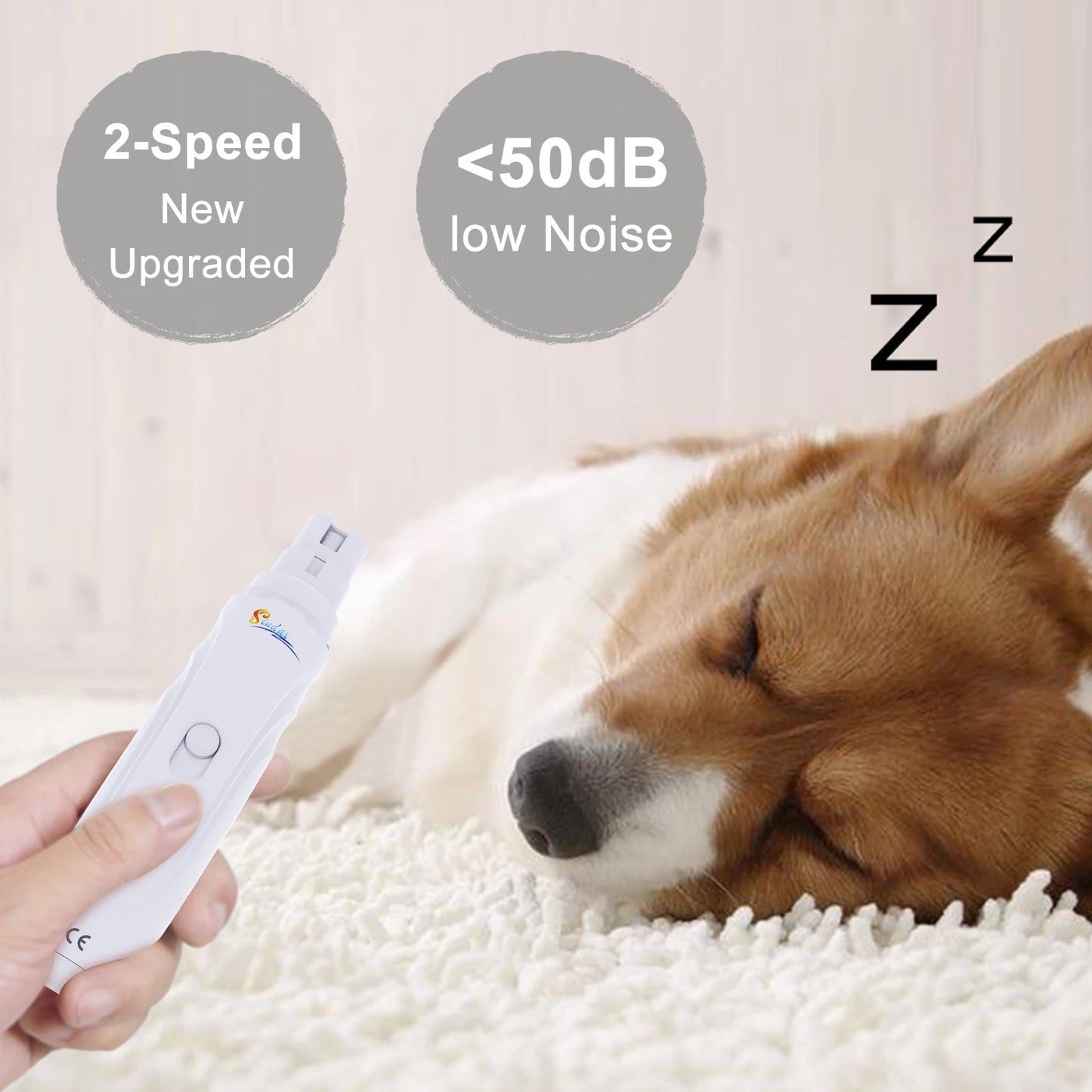 Dog Nail Grinder USB Rechargeable Electric Pet Nail Grinder & Trimmer Painless Lime For Dog Nails Quiet 2-Speed Pets Nail File