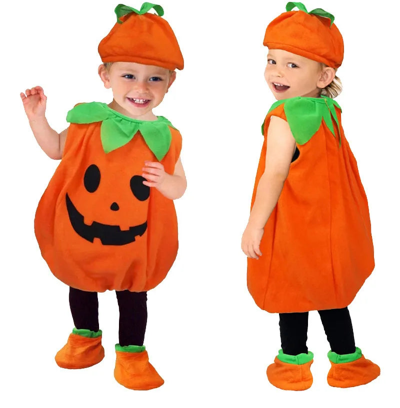 Kids Pumpkin Romper with Hat Shoes Toddler One-Piece Boys Girls Party Baby 2024 Halloween  Costume Jumpsuit Cosplay Clothing Set