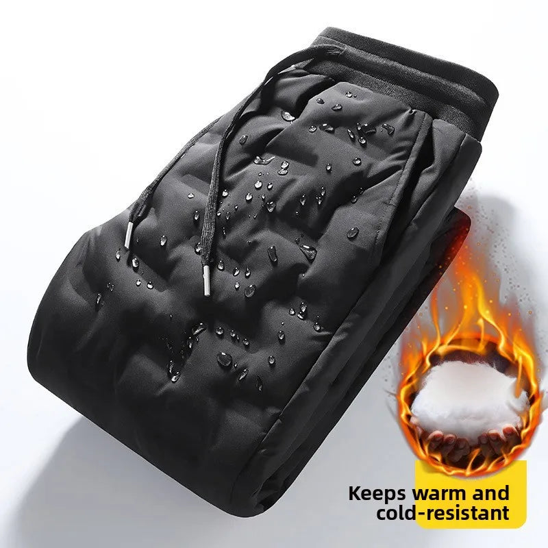 Men's down Pants Thiened Winter Outerwear Warm Long Trousers Du down Cold Resistance Cotton Pants Leisure Casual Sports