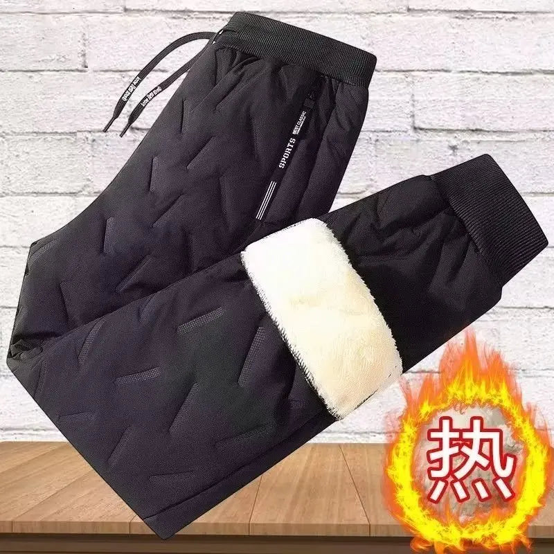 Lamb Velvet Winter Thiened Fce Lined Men's Snow Pants Outerwear Windproof Warm down Cotton Trousers Youth Faion