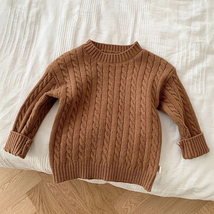 Autumn Spring Korean Style Kids Knitted Clothing Set Long Sleeved Solid Color Knitted Pullover+Pants Baby Girl Clothes Suit