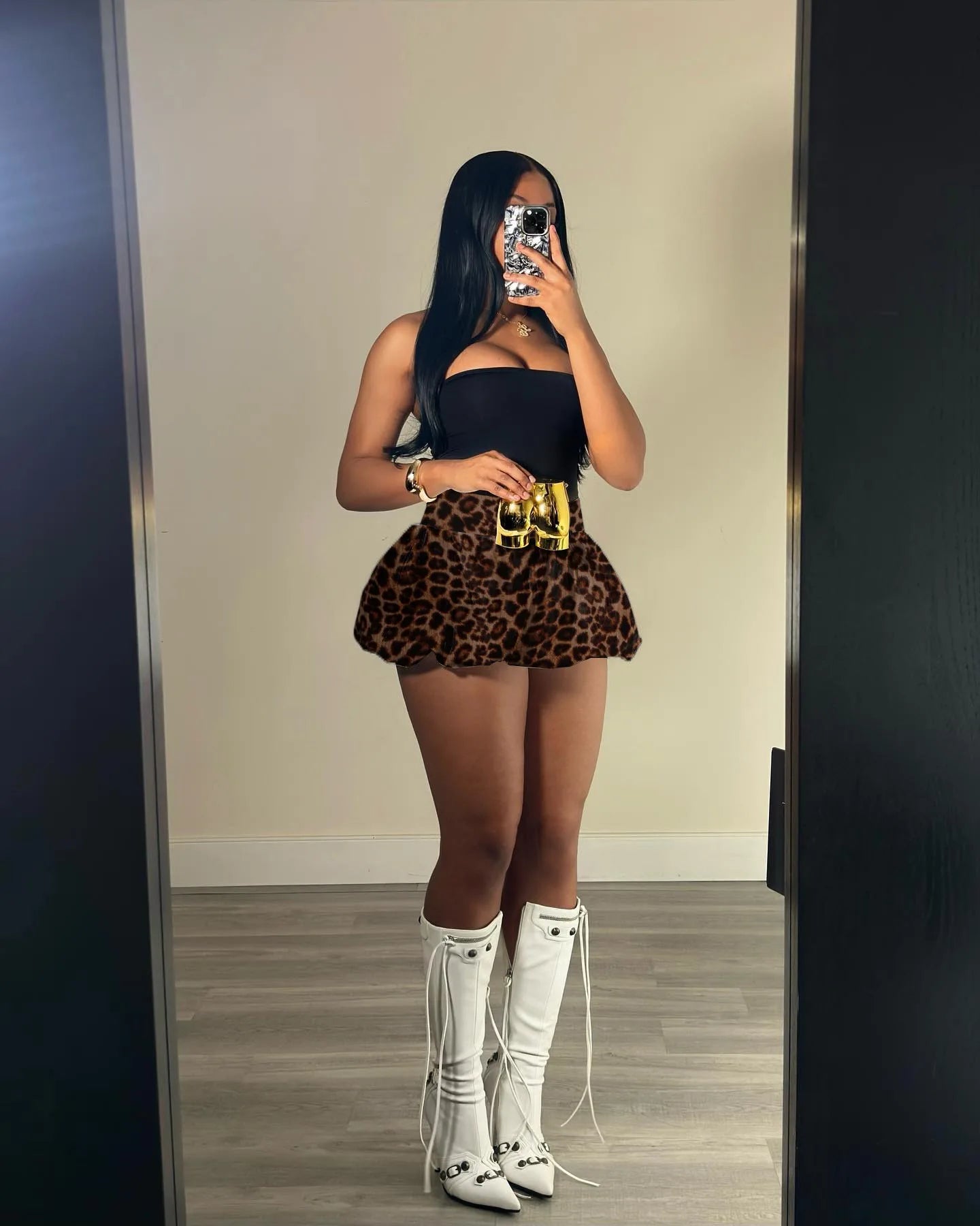 Women Leopard Print Bubble Mini Skirt High Waist Cute Puffy Hem Puffer A Line Short Skirts Y2K Going Out Night Club Party Skirts