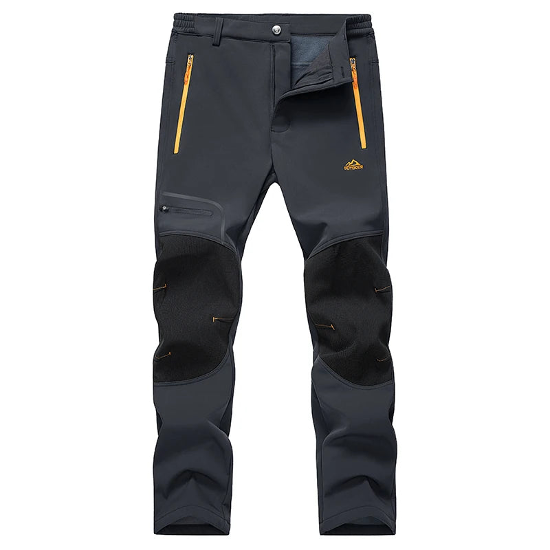MAGCOMSEN Fleece Pants Men's Snow Ski Pants Windproof Shell Hiking Pants with 4 Zipper Pockets Winter Waterproof Trousers