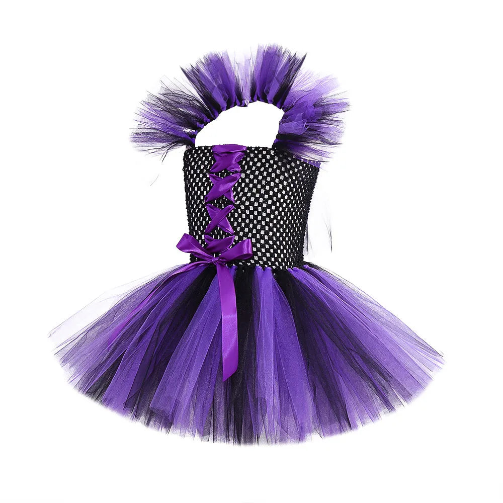 Halloween New Witch Dress Cosplay Costume Dress for Girl Carnival Party Dress Hat Broom Fancy Clothes Suit